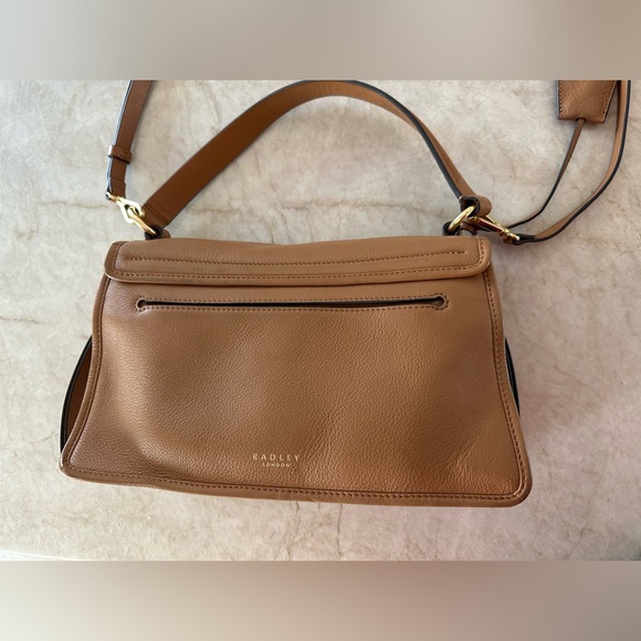 Radley London satchel purse. Tan/caramel color. Removable shoulder strap. - Picture 2 of 4